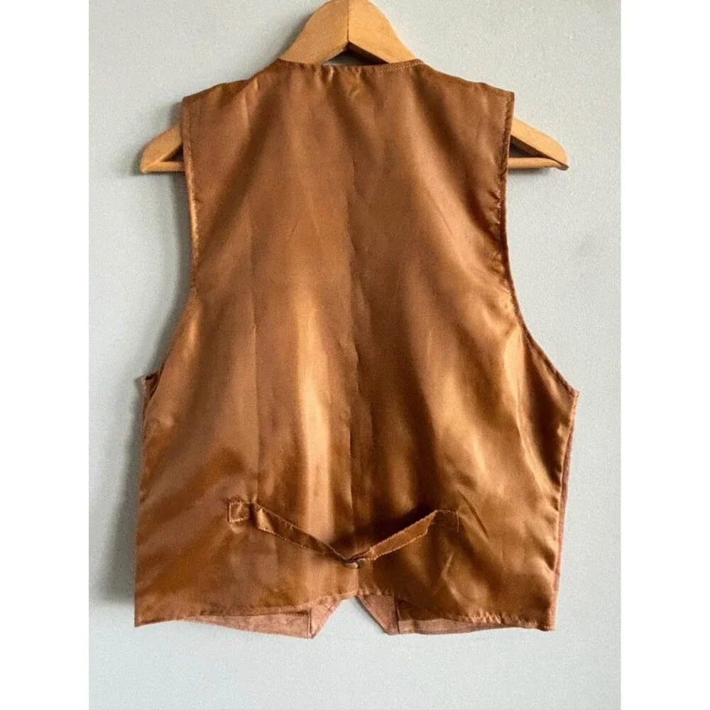 Vintage Dont Stop Classics Suede Leather Vest Brown Western Cowgirl Boho Medium